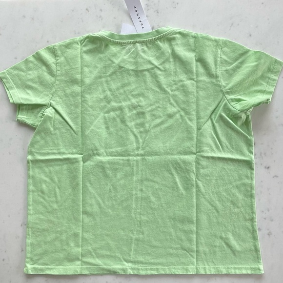 NWT Topshop Embroidered Paw Prints Green Cropped Tee - Picture 3 of 3